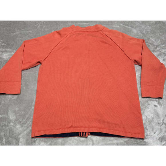 LLBean Womens Button Front Cardigan Sweater Large Coral Orange Cotton Kni - Picture 7 of 8